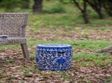 Ceramic Garden Stool, Blue and White Small Side Tabel, D11" x 16" W2078131635
