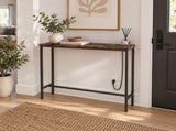 31.50"x7.87"x31.10" Console Table, MDF with Melamine Veneer & Iron Frame, with Power Outlet, Rusty 35742284