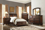 Classic Transitional Dresser of 7 Drawers Brown Cherry Finish Birch Veneer Hidden Drawer Bun Feet B011P155250