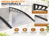 12040 in Transparent Door Awning Canopy, One-Piece PC Sun Panel with Black PP Brackets & Aluminum 48136737