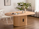 59 Inch Oval Dining Table for 4-6 Oval Table Kitchen Modern Oval Dining Room Table with 2-Layer W3081P338358
