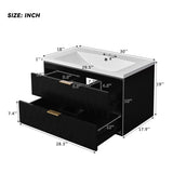 ZUN 30'' Wall Mounted Bathroom Vanity with Resin Sink,Floating Bathroom Storage Cabinet with 2 Drawers, N710P177301B