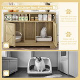 GO Cat Litter Box Enclosure for 2 Cats, Double Hidden Litter Box Furniture Cat Washroom, Farmhouse N704P270702D
