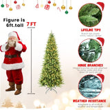 Artificial 7ft Green Christmas Tree with 1180PVC/Hard Needle Mixed Branch Tips, 400L warm white led, 56340225