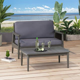 Patio Loveseat and Coffee Table Set, Patio Furniture Set with Cushion, Acacia Wood Frame 68628.00GDGRY