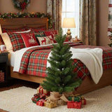 2PCS Set 2FT Tabletop Christmas Trees with 68 Tips PVC Green Trees Plant Base Mini 80226241