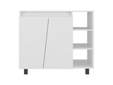 Hazen Microwave Stand with 1 Storage Cabinet, 5 Shelves and 2 Doors, White B097P474298