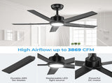 44 inch Ceiling Fans with Lights, Large Air Volume Ceiling Fans with Reversible Quiet DC Motor and 30230038