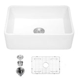 30 x 20 inch ceramic Farmhouse Apron-Front Kitchen Sink Single Bowl White JY285R