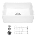 ZUN 30 x 20 inch ceramic Farmhouse Apron-Front Kitchen Sink Single Bowl White JY285R