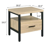 ZUN Oak and Black 1-drawer Accent Table B062P186480