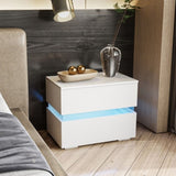 RGB LED Double Side Cabinet Bedside Table White 50895422