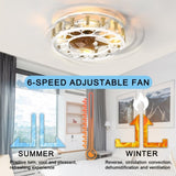 ZUN Caged Ceiling Fan with Lights Remote Control,Semi -embedded Modern Ceiling fans, 6 Speeds Reversible W1340119553