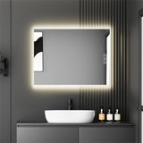 ZUN 32" x 24" LED Bathroom Mirror Bright Backlight, 5 Mins Defog, Full HD Reflected Wall Mounted ,3 91138197