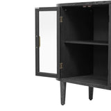 TREXM Farmhouse Sideboard Cabinet with Storage, Wood Buffet Cabinet with Glass Doors and Adjustable N715P264923B