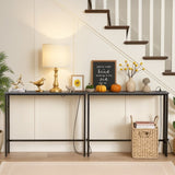 2 Pack 39.4" Narrow Console Sofa Table with Power Outlets and USB Ports, Long Couch Table with Metal 80830381