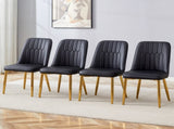4 modern dining chairs, sleek PU leather backrest, and gold metal legs bring a comfortable home W1151P183315