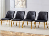 4 modern dining chairs, sleek PU leather backrest, and gold metal legs bring a comfortable home W1512P510471
