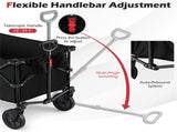 Black 400 lbs Heavy-Duty Collapsible Wagon Cart with All-Terrain Wheels, 180L Capacity Folding 40348987