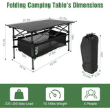 Folding Camp Table with Large Storage and Carrying Bags, for Indoor, Outdoor, Picnic, Party, 37"x 34227674