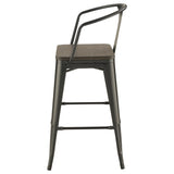 ZUN Dark Elm and Matte Black Bar Height Stool B062P153516