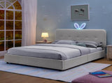 Full Size Kids Upholstered Bed with Oversized Rabbit Ear Headboard, LED Light & 4 Storage Drawers, W1413P384924