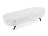Ottoman Oval Storage Bench,Rubber Wood Legs,White W48764885