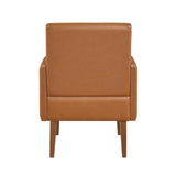 Mid-Century Modern Design Accent Chair Brown Faux Leather Upholstery Walnut Finish Solid Wood 1pc B011P256603