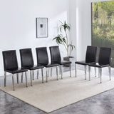 Black PU Backrest Chairs with Silver Metal Legs The Perfect Match for Minimalist and Modern Home W3226P279072