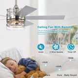 ZUN 52-inch 5-blade Plywood Blades Ceiling Fan ,Dual Lamp Shade Ceiling Fan with Remote Control W1592P154306