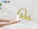 Bathroom Faucet Brushed Gold with Pop-up Drain & Supply Hoses 2-Handle 360 Degree High Arc Swivel 28291846