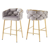 28'' Modern Counter Stools Set of 2,Gray Counter Stools with iron Frame,Soft back and N780P199861G