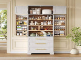 78.2" Tall Farmhouse Kitchen Pantry Cabinet with 8 Door Storage Cabinet with 3 Adjustable 04574184