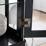 Curio Display Cabinet, Antique Display Cabinet with Glass Doors Adjustable Shelves for Collectibles W2275P300144