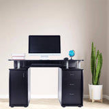 ZUN 15mm MDF Portable 1pc Door with 3pcs Drawers Computer Desk Black 08402770