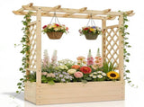 43.5*17.5*44.5 In Fir With Arched Lattice Raised Garden Bed Wooden Planting Frame Natural 76525106