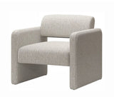 ZUN Beige stripe single sofa chair, upholstered comfortable chair with armrests, for dining W487P183020