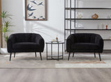 29.9'' Modern Upholstered Chenille Vanity Barrel Accent with Metal Legs, Channel Tufted Lounge W3118P328900
