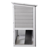 ZUN Wooden Rabbit Hutch with Pull Out Tray, Weatherproof 2-Tier Bunny Run Cage, Outdoor Animal Enclosure W2181P155147