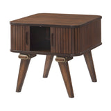 1pc Storage End Table Walnut Finish Tambour Doors Modern Living Room Furniture B011P287324