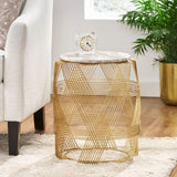 ZUN ROUND WIRE TABLE WITH MARBLE TOP 68506.00