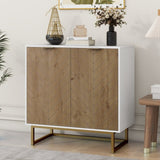 White and Gold Storage Cabinet 2 Doors, Modern Buffet Sideboard Cabinet, Kitchen Buffet Cabinet W409128108