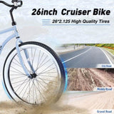 Single Speed Bicycles 26"Inch,Steel Frame, Wide Wheels for Stability, Rear Coaster Brakes,Multiple W1019P163419