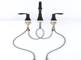 2-Handle 8 inch Widespread Bathroom Sink Faucet Matte Black Lavatory Faucet 3 Hole 360&deg Swivel 07167218