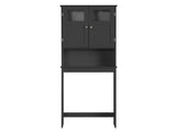 2-Door 3-Tier Toilet Cabinet MDF Melamine-Faced Bathroom Vanity 23.23*8.66*66.93in Black 11765770