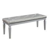 Modern Glam Silver Finish 1pc Bench Tufted Seat Foam Cushioned Faux Leather Upholstery Bedroom B011P175769