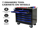7 DRAWERS MULTIFUNCTIONAL TOOL CART WITH WHEELS-BLACKBLUE W1102P182238