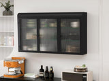 3 Door Arched Wall Mounted Glass Cabinets for Kitchen, Living Room and Bathroom W757P221501