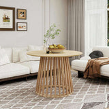 Round Coffee Table, Grille Molding, Suitable for Bedroom, Living Room, Balcony W688P202822