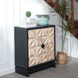 ZUN 3D Geometric Carved Double-Door Cabinet – Manufactured Wood Storage Cabinet, Modern Decorative W2729P199004